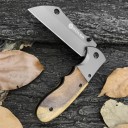 Foldbar lommekniv i rustfrit stål 21 cm med træhåndtag Udendørs EDC-kniv til naturen Vandring Camping Jagt Ture Taktisk værktøj 2
