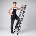 Foldbare loftstrapper 3 m Væghængt teleskopisk stige Bredde 60 og 70 cm Stål konstruktion Hvid Til loft og balkon 2