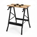 Foldbart arbejdsbord med klemmer Kapacitet 70 kg Mål 56 x 62 x 75 cm MDF-plade og jernkonstruktion Naturlig og sort Til værkstedet og garagen 1