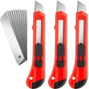 Foldekniv 3 stk. 15 cm med 10 ekstra klinger 18 mm Universalskærer til pap Tæppe Papir Hobby Værksted Arbejdsværktøj 4
