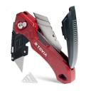 Folding Box Cutter with Blade Storage 3 Blade Positions Safety Cardboard Cutter Knife with Hook and 3 Spare Blades 1