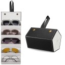 Folding Case for 5 Glasses 16.8 x 12.3 x 11.7 cm Leather Protective Case with Fleece Glasses Organiser for Prescription and Sunglasses 1