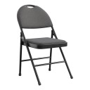 Folding Chair with Padded Seat and Backrest Weight Capacity 150 kg Metal Frame Linen Fabric For Parties and Office 3