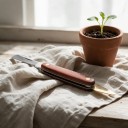 Folding Vaccination Knife 19.5 cm with Bark Lifter Metal Blade and Brown Wooden Handle for Vaccinating and Grafting Fruit Trees 6