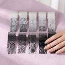 Fólias de transferencia para uñas 10 rollos Patrones de encaje y flores 2,5 x 60 cm Negro y blanco En caja de plástico Para nail art y decoración 4