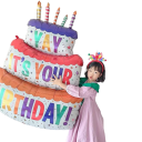 Fóliás lufi 102 x 63 cm háromszintes szülinapi torta formájában gyertyákkal Party dekorációk ünnepségekre és bulikra 2