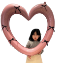 Folieballong i form av ett hjärta med dekorativa rosetter, dekorativt ballongram i hjärtform, fler färgvarianter, födelsedagsdekoration Happy Birthday 4