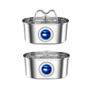Fontaine automatique en acier inoxydable pour chats 3,2 l LED lumière Distributeur d'eau silencieux Support de boisson Double filtration Entretien 3