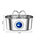 Fontaine automatique en acier inoxydable pour chats 3,2 l LED lumière Distributeur d'eau silencieux Support de boisson Double filtration Entretien 4
