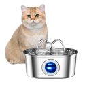 Fontana automatica in acciaio inossidabile per gatti 3,2 l Luce LED Distributore d'acqua silenzioso Supporto alla bevanda Doppia filtrazione Facile manutenzione Ciotola per bere 2