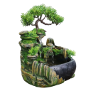 Fontana d'acqua con luci LED e nebbia spina EU Decorazione luminosa bonsai fontana da interno Feng Shui con roccia e albero 28 x 20 x 15 cm 2