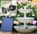 Fontana da giardino solare per abbeveratoi per uccelli con pompa d'acqua e pannello solare decorazione bianca smontabile per uso esterno 3