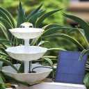 Fontana da giardino solare per abbeveratoi per uccelli con pompa d'acqua e pannello solare decorazione bianca smontabile per uso esterno 4