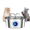 Fonte automática em aço inoxidável para gatos 3,2 l com luz LED Doses de água silenciosas Apoio à hidratação Dupla filtragem Manutenção fácil Taça de água 5