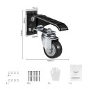 Forgó kerekek készlete fékkel 160×70×174 mm, fekete kivitel, fém szerkezet, 4 db a készletben, csavarokkal és kesztyűvel 6