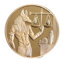 Forgyldt samlermønt med den egyptiske gud Anubis 4 cm egyptisk dobbeltsidet erindringsmønt Replika af en gammel mønt med den egyptiske gud Mønt med pyramide og Anubis 1