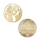 Forgyldt samlermønt med den egyptiske gud Anubis 4 cm egyptisk dobbeltsidet erindringsmønt Replika af en gammel mønt med den egyptiske gud Mønt med pyramide og Anubis 4
