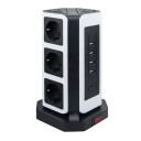 Forlængerledning 9x stikkontakt, 4x USB, 1x USB-C 2 m 2