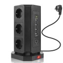 Forlængerledning 9x stikkontakt, 4x USB, 1x USB-C 2 m 1