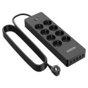 Forlængerledning med afbryder 8x stikkontakt, 5x USB 4