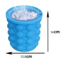 Formă de gheață din silicon 14×12,8 cm Albastru închis 2 în 1 Găleată portabilă pentru gheață Aparat de gheață de vară Bol pentru congelator 2