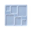 Forma de silicone 10,9 x 10,4 cm Penduricalhos retangulares Molde para resina com orifícios para anéis Fabricação de brincos e joias 1