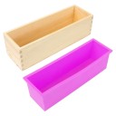 Forma de silicone para bolos em forma de paralelepípedo com caixa de madeira sem tampa Pão Bolo Doce e salgado Cozedura Moldes de cera Resina Antiadesivo 3