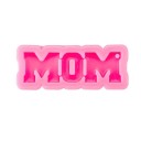 Forma de silicone rosa para resina 7,7 x 3 cm MOM mãe Forminha para fabricação de joias Pingentes Decorações Artesanato 1