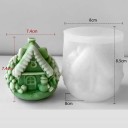 Formă din silicon 8 x 8,5 cm Casă cu acoperiș și copaci Formă pentru turnarea ceară, rășină, ghips, săpun și fabricarea lumânărilor 2
