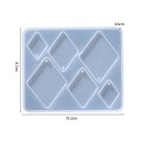 Forma in silicone 10,2 x 8,7 cm per pendenti romboidali Stampino per resina con fori per anello Produzione di gioielli orecchini e decorazioni 2