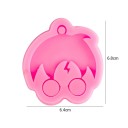 Forma in silicone rosa per resina 6,8×6,4 cm Personaggio con occhiali Stampo per colata Gioielli in resina Ciondoli Decorazioni 2