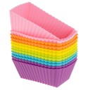 Forme din silicon rectangulare pentru copt 12 bucăți Coșulețe colorate cu margini ondulate 6,5 x 4,3 x 2,5 cm Rezistente la temperaturi între -40 și 2