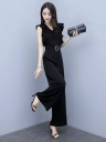 Formel damejumpsuit med flæser og bælte 2
