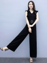 Formel damejumpsuit med flæser og bælte 3
