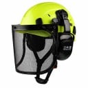 Forstschutzhelm 3in1 mit metallischem Netzschild und Gehörschutz Belüftete ABS-Schale Größe 53 bis 63 cm Einstellrad 4