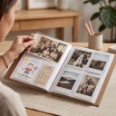 Fotoalbum 200 fényképhez 10 x 15 cm Kraft borítóval 18 x 25 cm Zsugorító átlátszó zsebek Barna Családi fényképek és emlékek számára, ajándéknak is 5