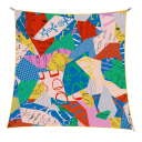 Foulard carré féminin joyeux Accessoire de mode multifonctionnel Style français pour la tête le cou les cheveux le corps Tendance pour les quatre saisons 1