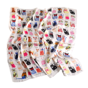 Foulard quadrato in seta estivo 90 x 90 cm Sciarpa in satin con motivo di gatti per donne Per il collo nei capelli sulla borsa Moda da spiaggia 7