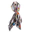 Foulard quadrato in seta estivo 90 x 90 cm Sciarpa in satin con motivo di gatti per donne Per il collo nei capelli sulla borsa Moda da spiaggia 5