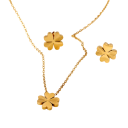 Four-Leaf Clover Necklace and Earrings Stainless Steel Women's Jewellery Set with Shine Elegant Accessory for Parties and Everyday Wear 2