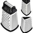 Four-Sided Stainless Steel Vegetable Grater Surfaces for Coarse and Fine Grating Top Handle Rubber Bottom Edge Dimensions 22.5 x 12.5 cm 4