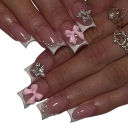 Franse Sterren Fijnheid 24 stuks Vierkante Acrylnagels Compleet Tips 12 Maten Strikjes Parels en Steentjes 1