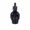 Frasco de vidro em forma de caveira com conta-gotas 30 ml frasco de vidro preto com pipeta para armazenamento e dosagem de óleos, séruns e líquidos 1