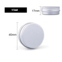Frascos de cosméticos rellenables 5 uds 15 ml Tarros de aluminio con tapa de rosca plateados Pequeños envases para crema bálsamo ungüento cosméticos para el neceser 2