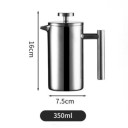 French press na kávu 350 ml nerezová oceľ strieborný piestový kávovar s filtrom pre prípravu kávy v domácnosti aj kancelárii 2