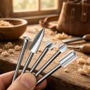 Freze de sculptură pentru lemn 5 buc Stopka 3 mm Cinci forme de cap 7 până la 8 mm Argintii Accesorii pentru microbrusca Pentru gravare și sculptură 4