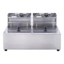 Friggitrice elettrica con due cestelli 12 l 1500 W Friggitrice da tavolo in acciaio inox 54 x 45 x 30 cm 2