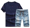 Fritidsset för män - T-shirt och blå shorts J2235 12