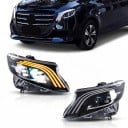 Front LED Headlights with Sequential Indicator and Animation, Pair, 12 V, Full LED, Black, for Mercedes-Benz Vito and Metris 2016–2023 7