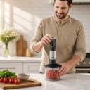 Frullatore ad immersione ROJNY 6 in 1 1500 W Tritatutto 500 ml Misurino 600 ml Frusta schiacciapatate e montapanna Acciaio inossidabile Nero e argento 8